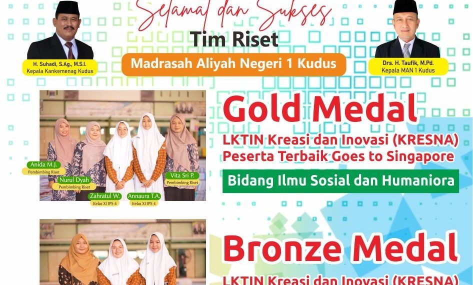 Pertahankan Tradisi Juara, Tim Riset SIP MAN 1 Kudus Sabet Perunggu bidang MST dalam Ajang KRESNA Tahun 2024