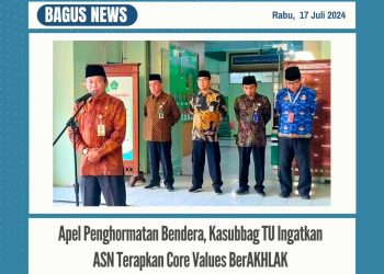 Apel Penghormatan Bendera, Kasubbag TU Ingatkan ASN Terapkan Core Values BerAKHLAK